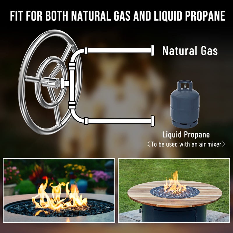 Skyflame 12-Inch Round Fire Pit Burner Ring, 304 Stainless Steel - Image 3